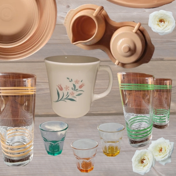 Vintage green striped glasses - Picture 7 of 7